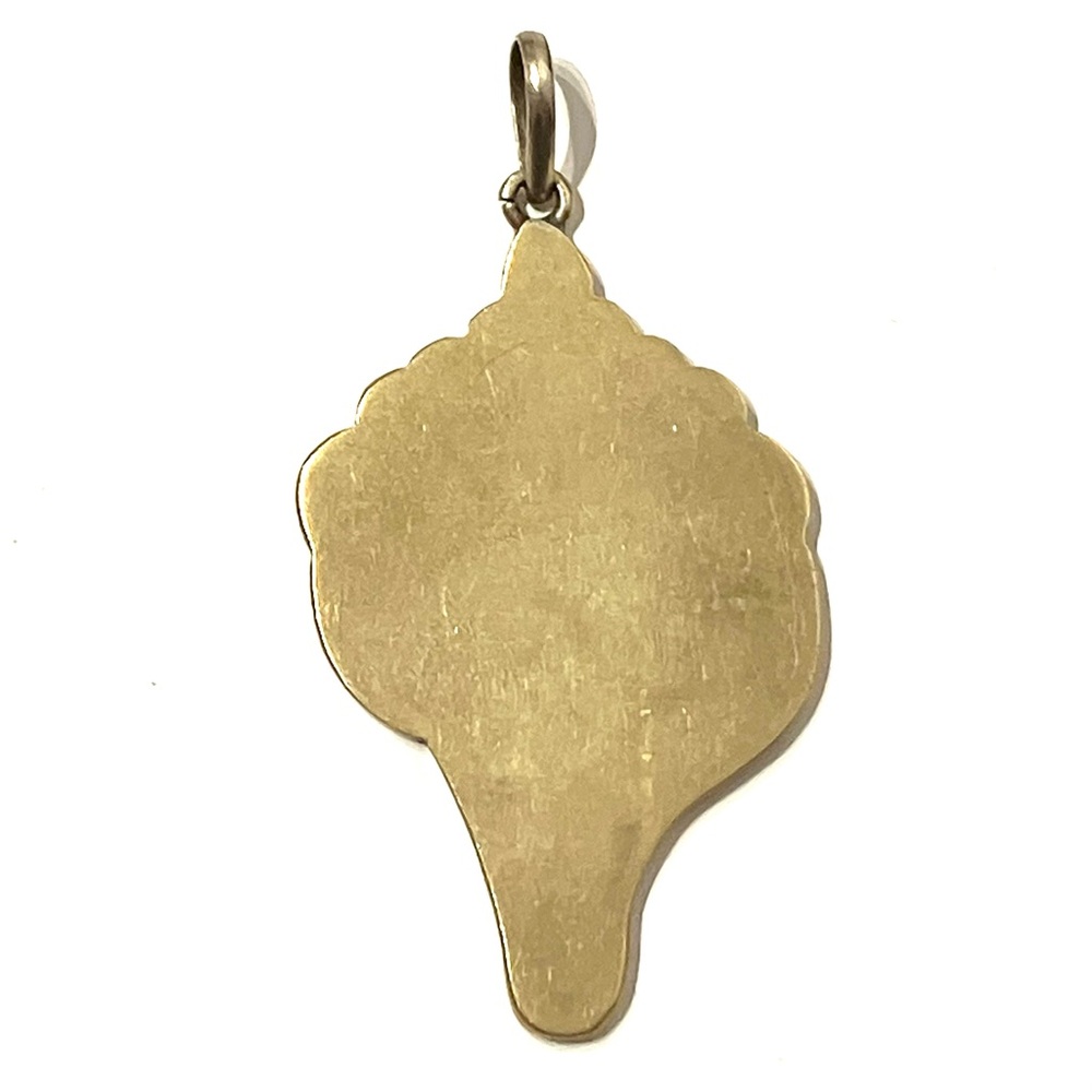 Turquoise Inlay Brass Conch Shell Pendant - Picture 3 of 4